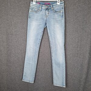 Vigoss Skinny Jeans Light Blue Denim Stretch Flap‎ Distressed Pockets 28x30.5